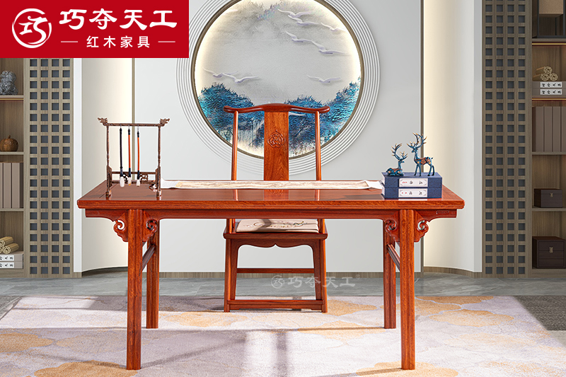 瓜棱腿云纹茶台桌