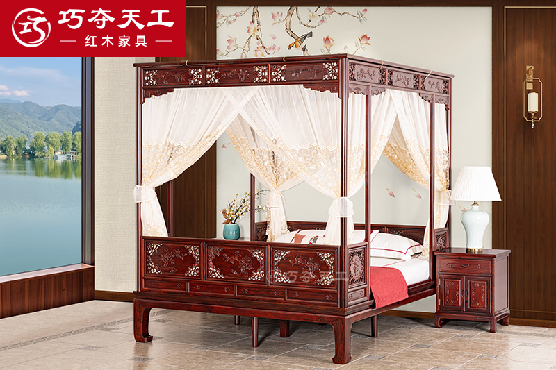 明式马蹄足架子床