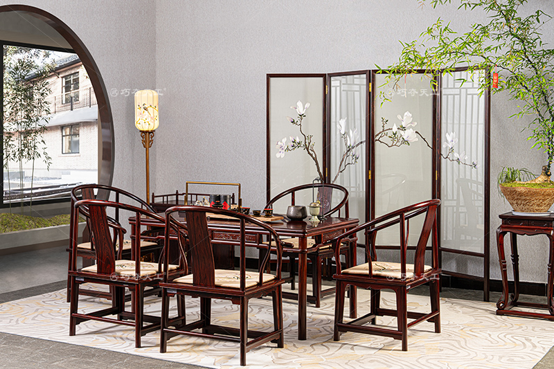 明式圆包圆茶台