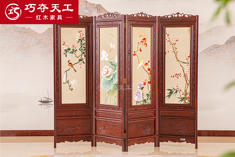 苏绣四扇屏（春夏秋冬）